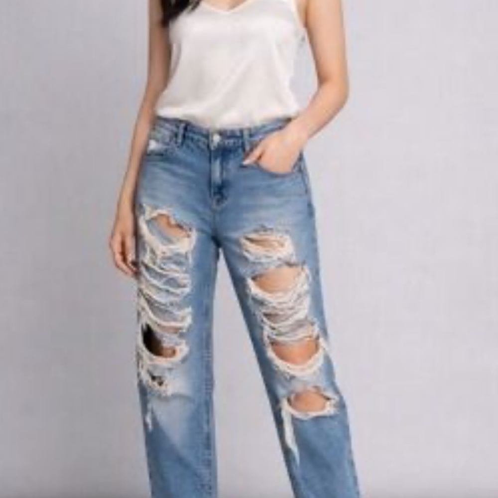 Alice + Olivia Light Blue Ripped Jeans